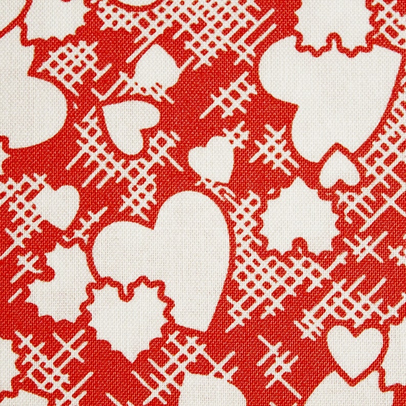 Floral Cotton Fabric With White Flowers on Red Small Print Etsy