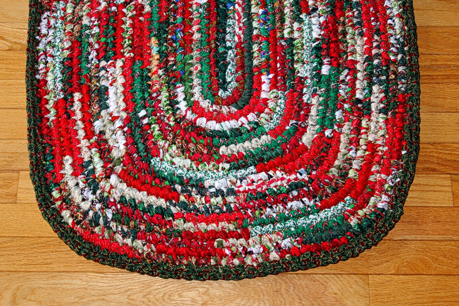 Christmas Rag Rug Oval Rag Rug Washable Rugs Cotton Fabric Etsy