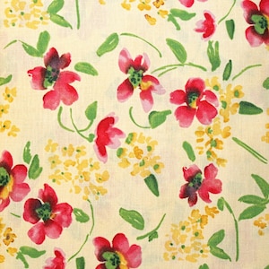Colorful Floral Cotton Fabric for Quilting & Sewing, Light Yellow Spring Flowers, Timeless Treasures Cotton Textile