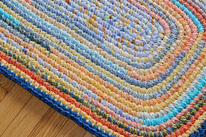 Hand Crocheted Oval Rag Rug Etsy