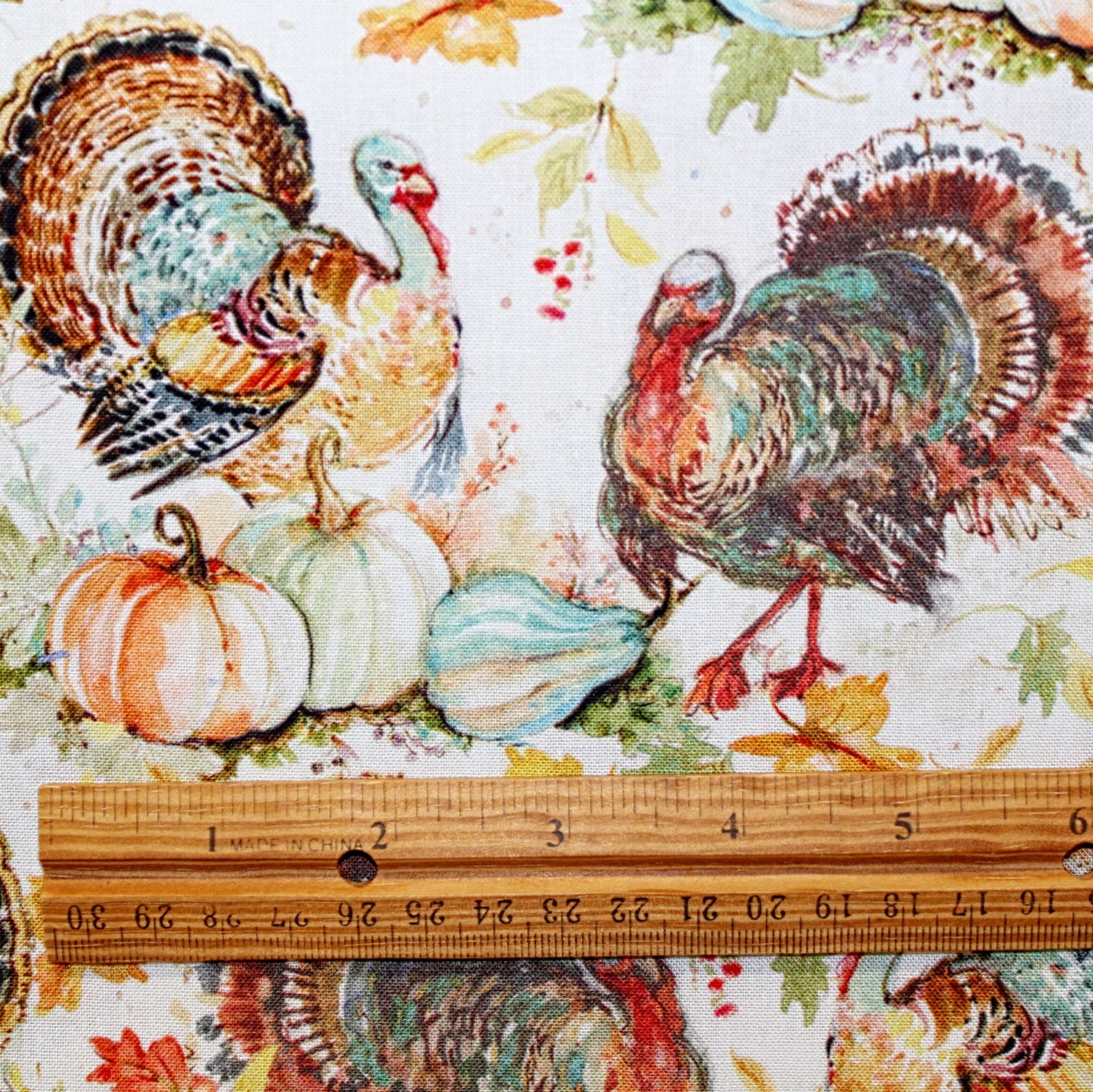 Fall Fabric by the Yard Autumn Cotton Fabric Turkey Print Etsy