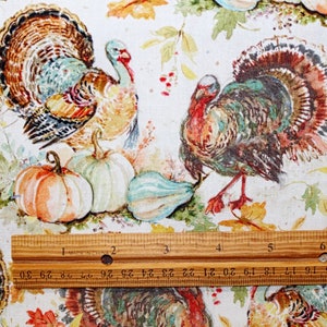 Fall Fabric by the Yard, Autumn Cotton Fabric, Turkey Print, Fabric by ...