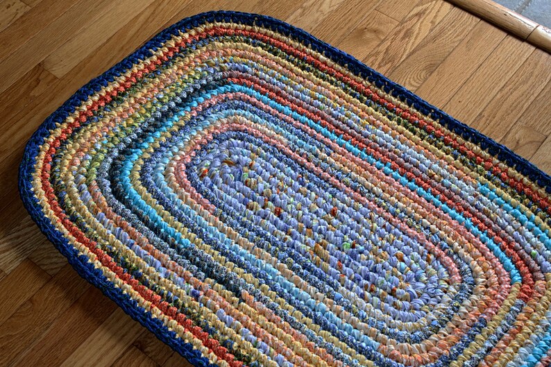 Hand Crocheted Oval Rag Rug Etsy