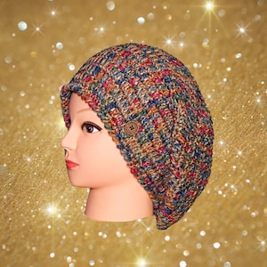 Crocheted Oversized Dread Hat – Slouchy Baggy Hat for Long Hair, Stylish Handmade Summer Hat