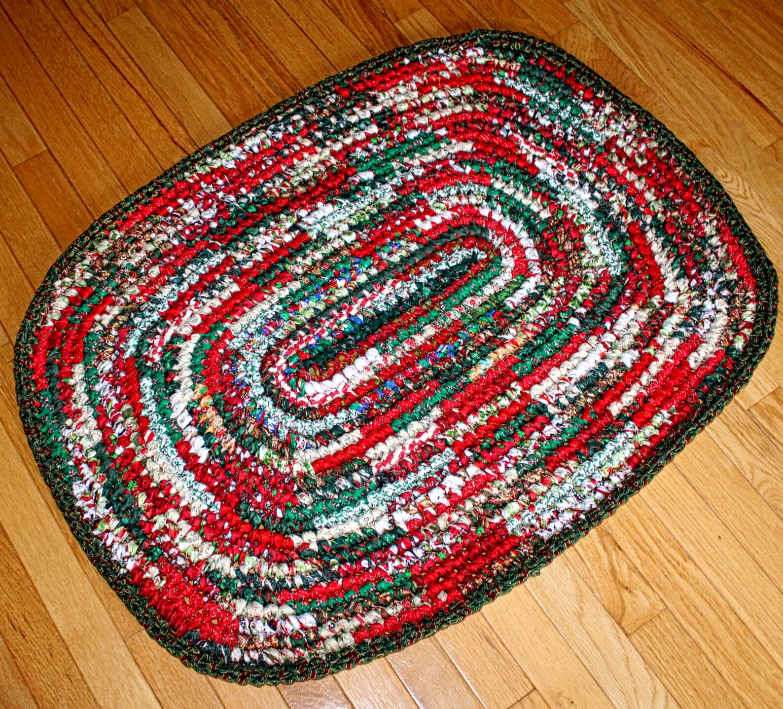 Christmas Rag Rug Oval Rag Rug Washable Rugs Cotton Fabric Etsy
