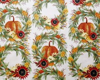 Autumn Cotton Fabric, Fall Harvest Fabric, Low Cost, 3 Wishes Fabric, Fall Themed Fabric