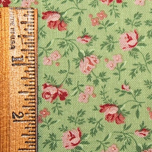 Fabric With Small Flowers, Medium Green Fabric, Valance Fabric, Allover Fabric, Calico Print image 2