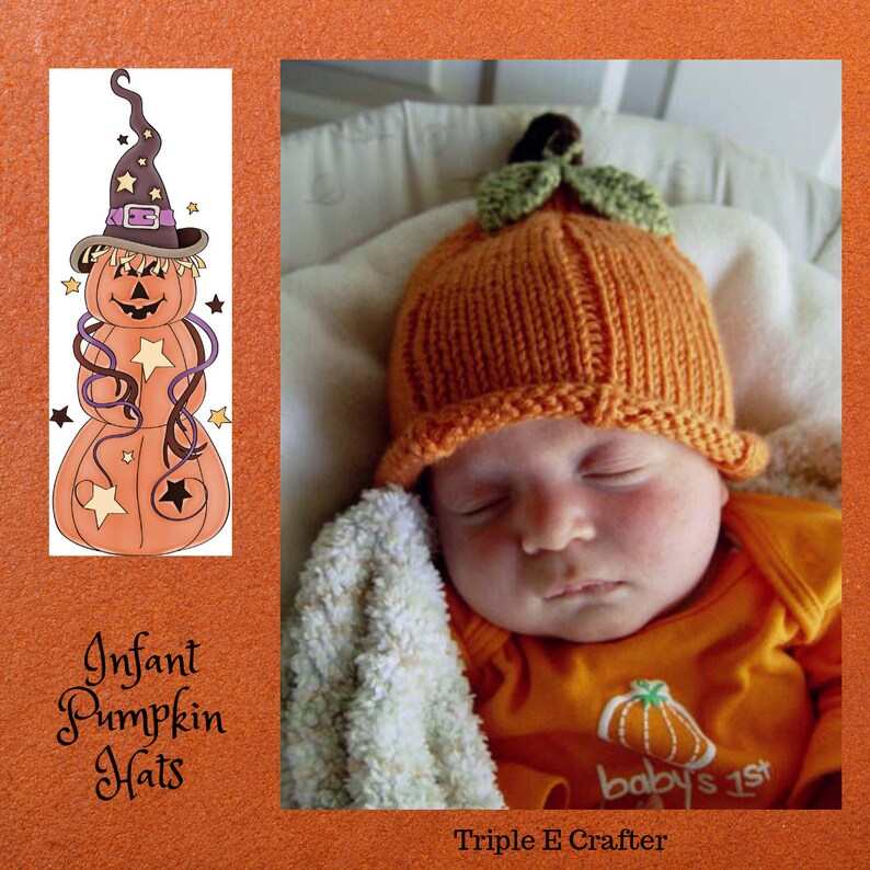 Hand Knit Newborn Pumpkin Hats