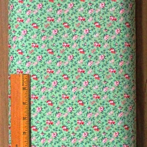 Fabric With Small Flowers, Medium Green Fabric, Valance Fabric, Allover Fabric, Calico Print image 3