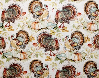 Fall Fabric By The Yard, Autumn Cotton Fabric, Turkey Print, Fabric By The Yard, Turkey Fabric, Fabric With Turkeys
