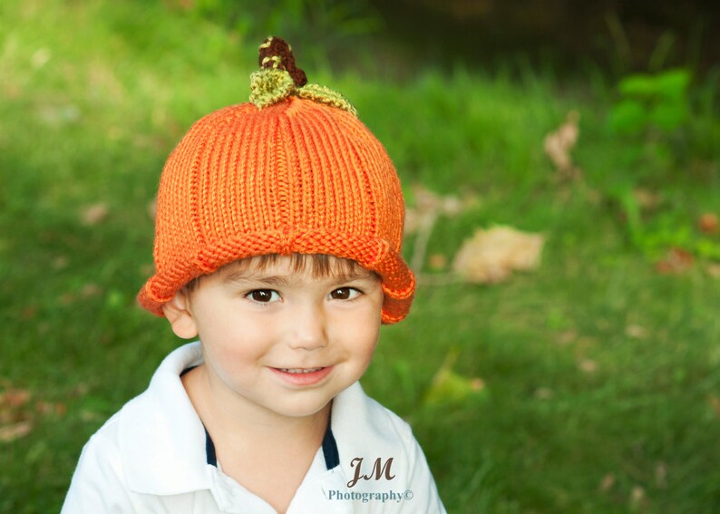 Hand Knit Newborn Pumpkin Hats