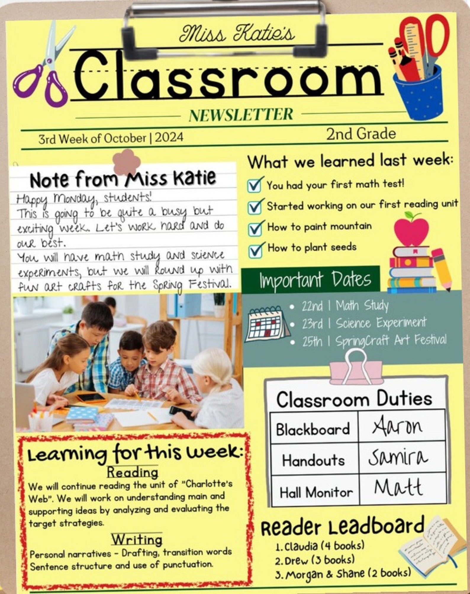 Classroom Newsletter Template (editable) Etsy
