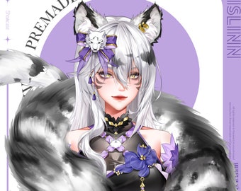 Live2D White Tiger Aislinn | Premade, Ready to use, VTuber | 14 expressions