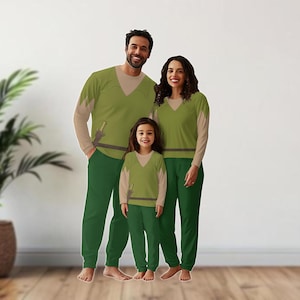 Peter Pan Family Costume Pajamas, Green Sword Matching Set, Halloween Cosplay Outfit for Family, Family Matching Set