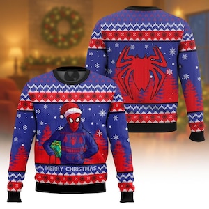 Spider-Man Christmas Ugly Sweater, Funny Superhero Holiday Sweater, Xmas Gift for Men Women, Spider Holiday Sweater, Xmas Gift