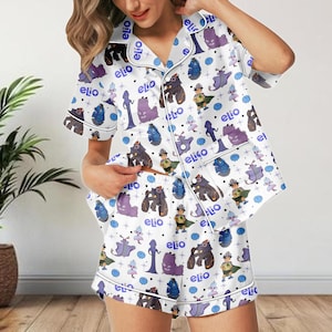 Elio Movie satijnen pyjamashort, nachtkleding Pixar Characters, schattige loungepyjama voor dames, cartoon zomerpyjamacadeau