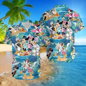 Camisa hawaiana de playa de Mickey y sus amigos, camisa de verano de Goofy Donald Daisy, camisa de vacaciones de Disney, top familiar a juego