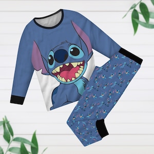 Conjunto de pijamas familiares a juego de Stitch, pijamas navideños de Stitch, camiseta de Stitch, regalo de fiesta de Navidad de película de dibujos animados, pijamas navideños de Disneyland