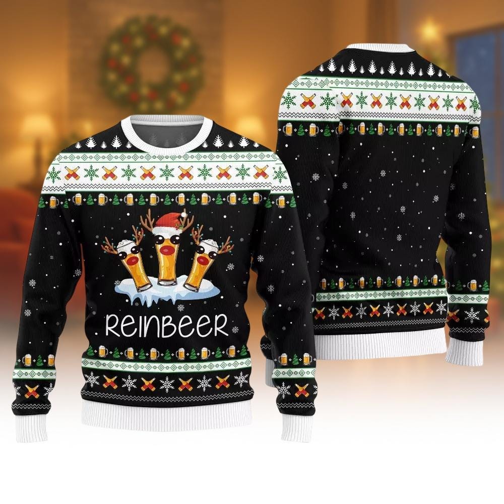 Hoppy Holiday Ho Ho Hold My Beer Mens Christmas Sweater - Foto 5