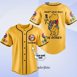 Camiseta de béisbol de Pooh de Grateful Dead, camiseta hippie de Pooh, top psicodélico de Pooh con efecto tie-dye de rosas, camiseta "Must Have Be the Roses", atuendo para festival
