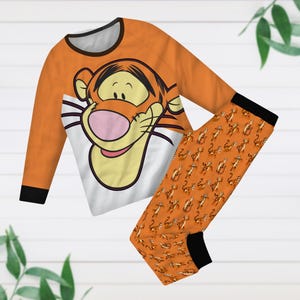 Tigger Familie Pyjamas Set, Winnie The Pooh Passende Pyjamas, Disney Cartoon Film Weihnachtsfeier Geschenk, Geschenk für Familie, Tigger Urlaub Pjs