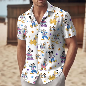 Disneyland 70th Anniversary Hawaiian Shirt, Disneyland Resort Shorts, Mickey and Co Matching Button Shirt, Magic Kingdom Hawaiian Shirt