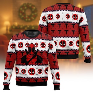 Deadpool Ugly Christmas Sweater, Funny Deadpool Sweater, Superhero Christmas Gift For Fans, Xmas Holiday Gift, Christmas Party Gift