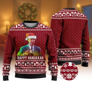 Happy Hanukkah Christmas Sweater, Funny Jewish Holiday Ugly Sweater, Winter Party Sweater Gift, Movie Meme Ugly Sweater Gift