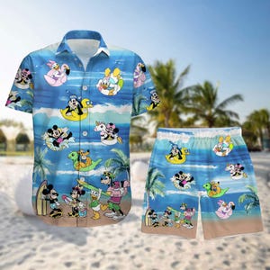 Mickey Mouse strand Hawaiiaans shirt, Donald Goofy Daisy zomertop, Disney Friends poolshirt voor mannen, Disney zomercadeau