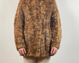 Manteau En Fourrure De Vison Véritable - Taille 40, Marron Clair, Excellent état, NEUF Sans étiquettes