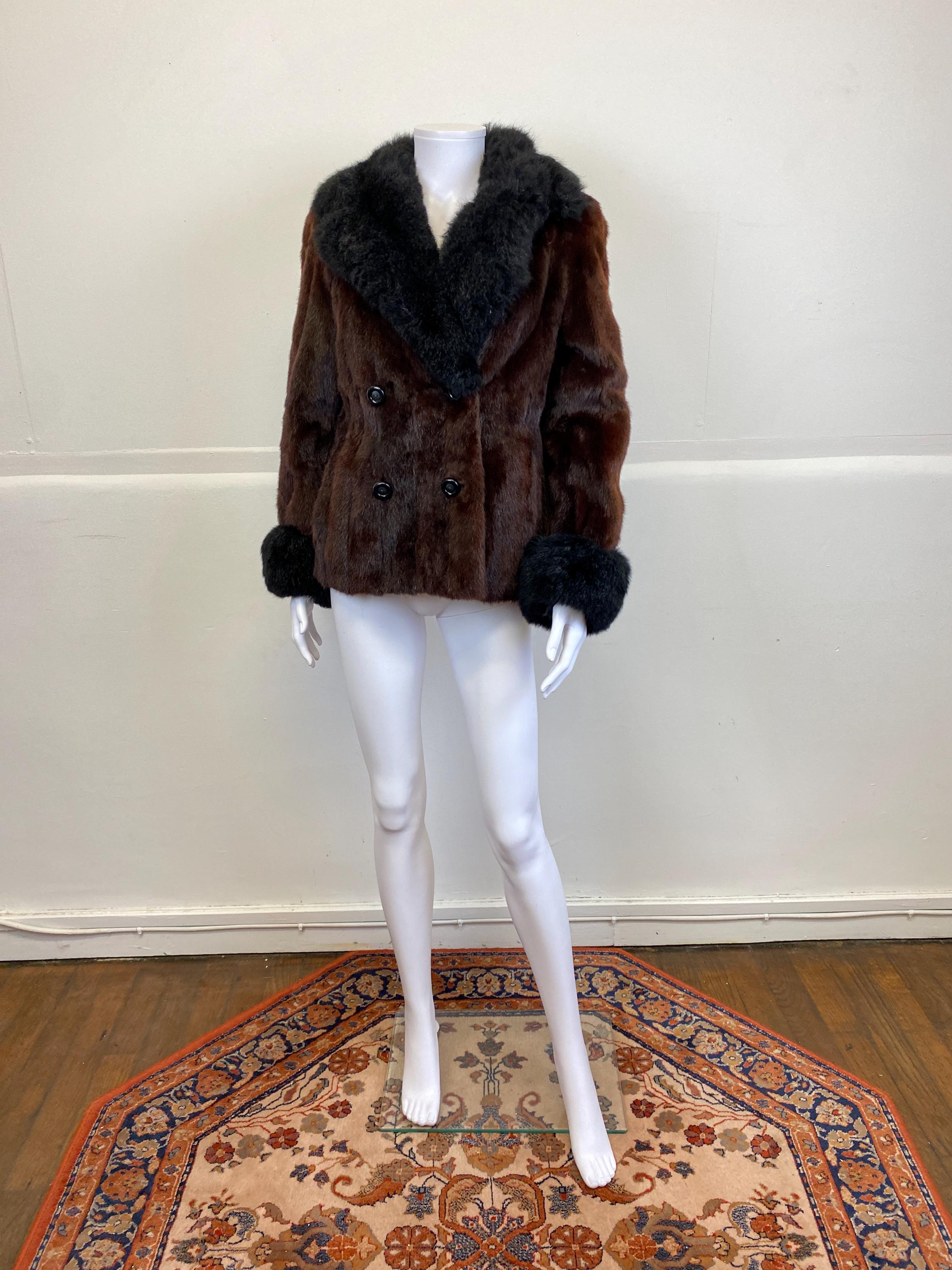 ピエールバルマンのミンクブラウンショートファーコート、サイズS