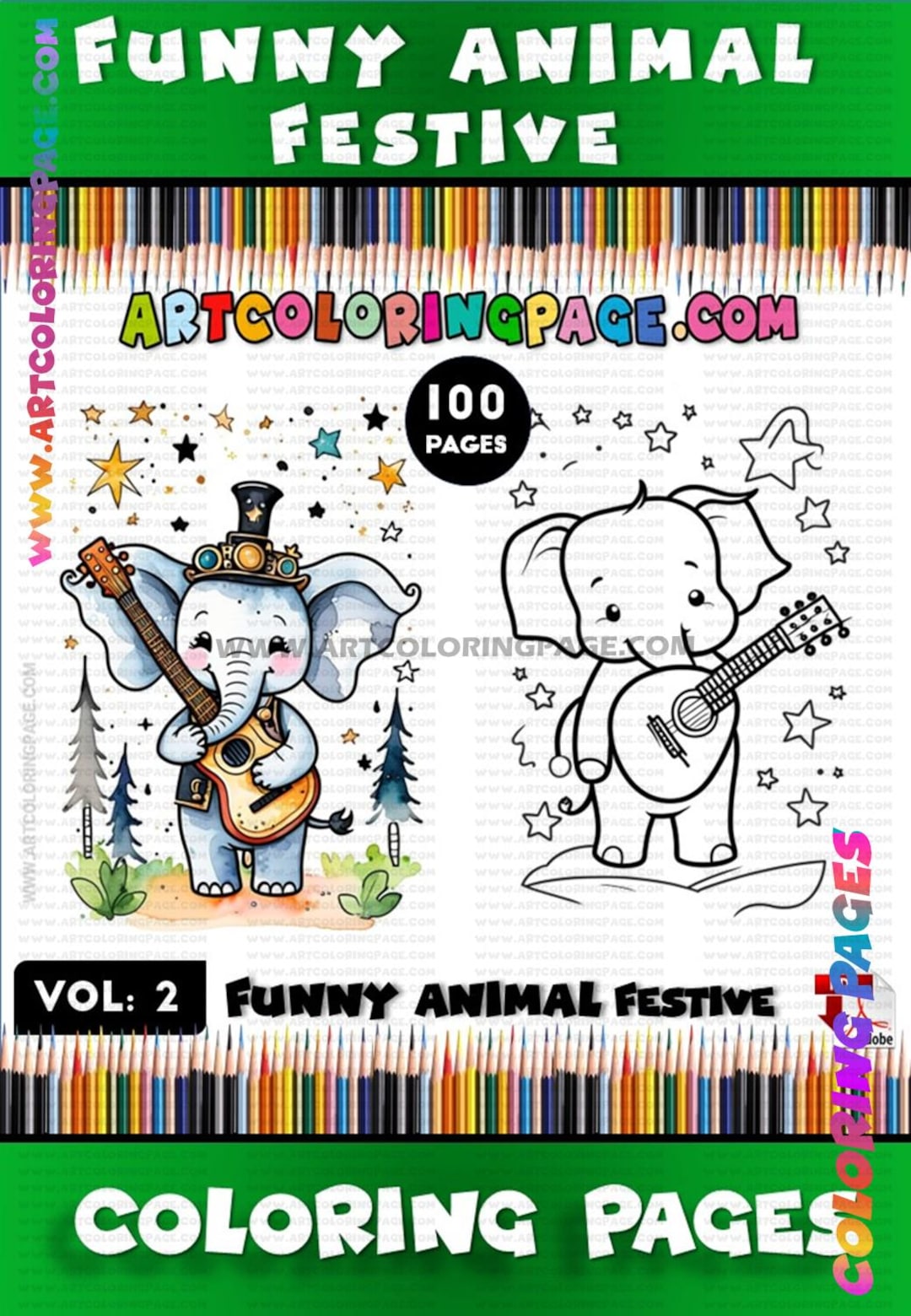 Anime Animals Coloring Pages Vol:2 - 100 Page PDF (digital Download) - Etsy