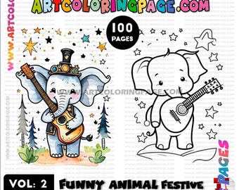 Anime Animals Coloring Pages Vol:2 - 100 Page PDF (Digital Download)