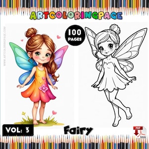 Fairy Coloring Book: 100 Printable Pages of Enchantment (PDF Download A4 Size)