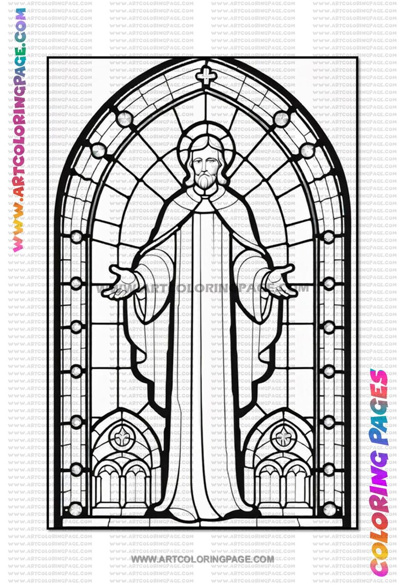 Church Stained Windows Coloring Page Vol 14: | Divine Art Collection ...