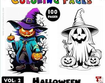 Halloween Witch Coloring Book – 100 Pages, Vol 2 (PDF Download)