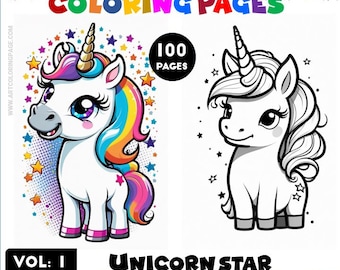 Unicorn Coloring Pages | 100 Magical Creature Illustrations (Digital Download)