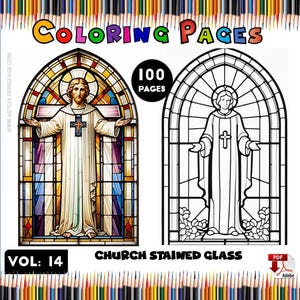 Church Stained Windows Coloring Page Vol 14: | Divine Art Collection | Instant Digital Download