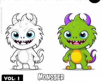 Monster Coloring Pages: 100 Fun Creature Drawings (Digital Download)