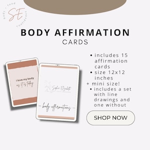 Body affirmations, Affirmation cards, Affirmation deck, Body Image, Body positive, Health, Wellness, Self love, Mental health