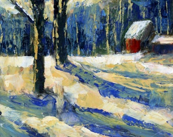 Landscape" Original" Acrylic Painting Snowscene, Barn, Trees by Bobbi Doyle-Maher
