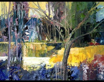Southern Landscape Original Oil Painting Abstract landscape, palette knife oil