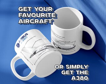 Cadeau de tasse graphique vue latérale de tasse d'airbus A380 d'avion d'avion d'aviation d'aviation pour le passionné d'aviation