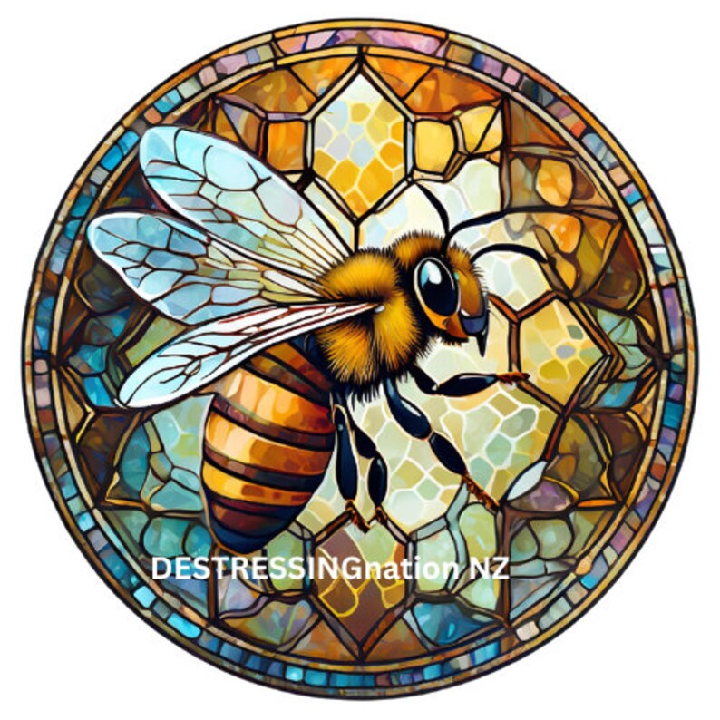 Honeybee stained Glass PNG Wind Spinner Etsy