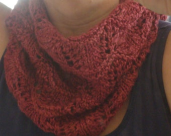 Knitting PATTERN: Crest of the Wave Cowl, Neck Ring, Lace-- Instant Download