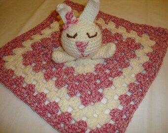 Girly Bunny Lovey Blanket Blankie Snugglie