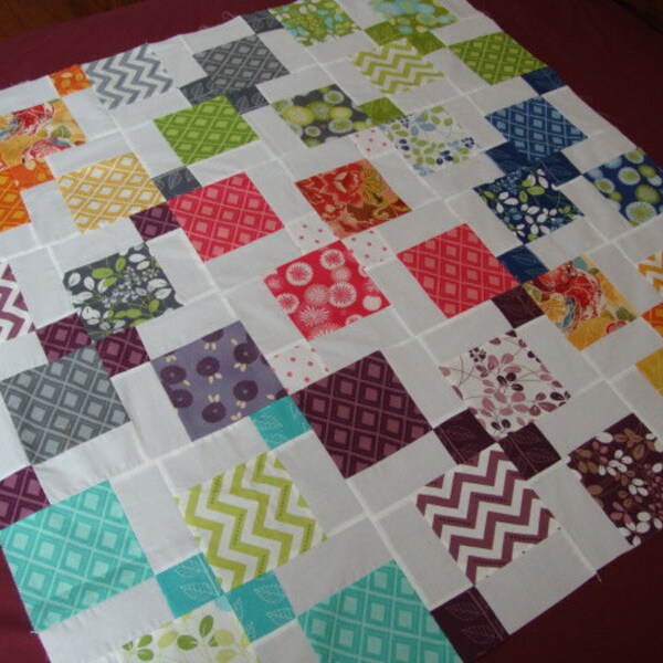 Unquilted Quilt Top to finish- Childs' or Table Topper Quilt Unfinished