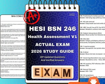 BSN 246 Hälsobedömning Studieguide | 197 Övningsfrågor och svar | Förberedelser inför omvårdnadsexamen i PDF-format