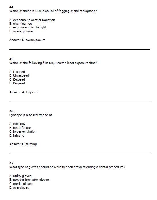 Registered Dental Assistant (AMT) Exam | 209 Questions & Answers | PDF ...