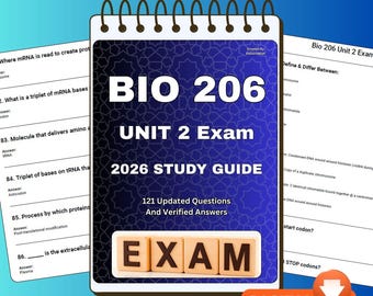 Bio 206 Enhet 2 Studieguide | 121 övningsfrågor och svar | PDF-nedladdning